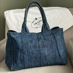 Prada Canapa Denim Tote – Lg | Authentic 💙